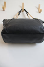 Coach Black Leather Ava Gold Chain Tote Bag