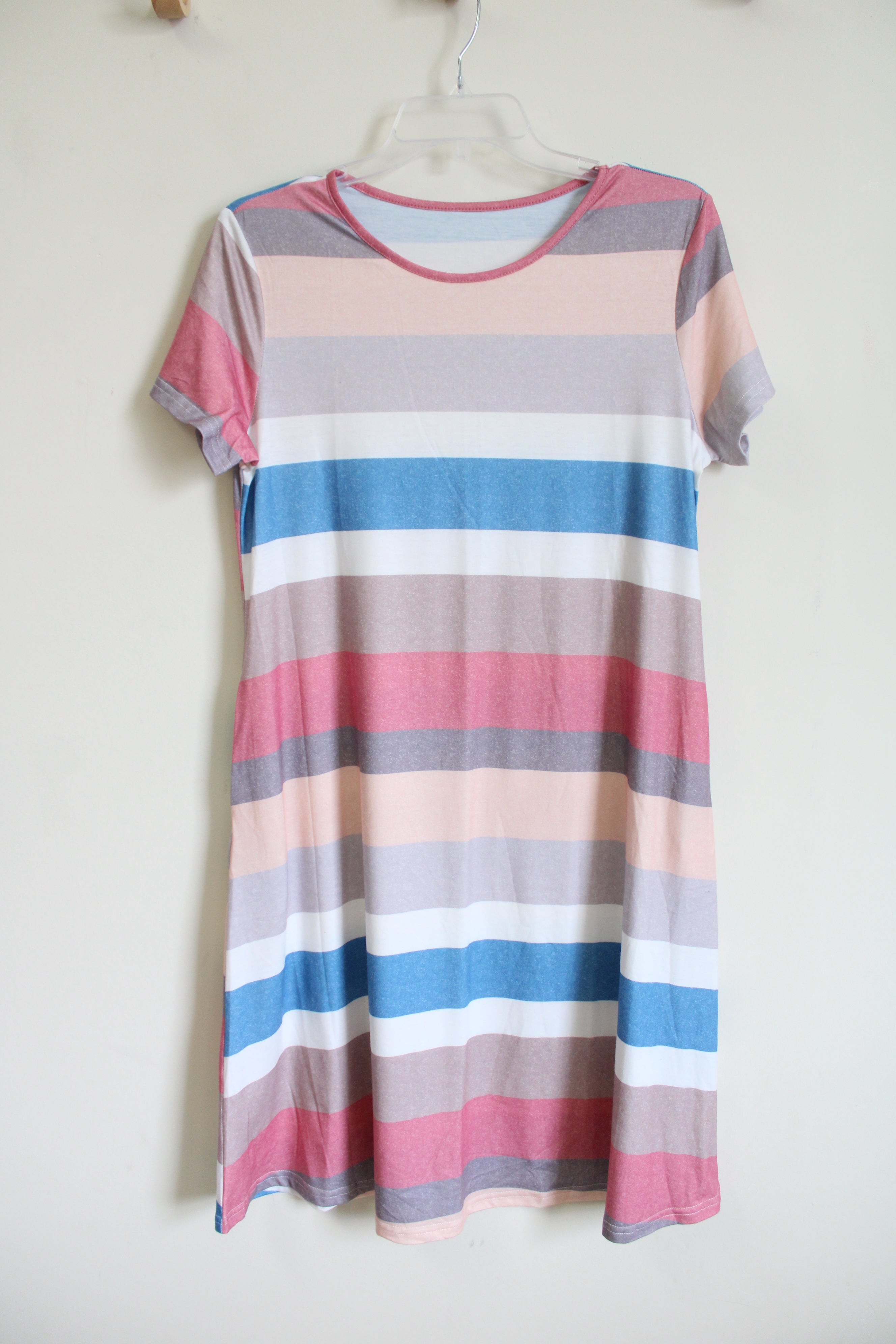 Pink Striped T-Shirt Dress | S