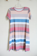 Pink Striped T-Shirt Dress | S