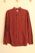 Croft and Barrow Cotton Maroon and Tan Plaid Button down Shirt | L