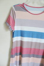 Pink Striped T-Shirt Dress | S