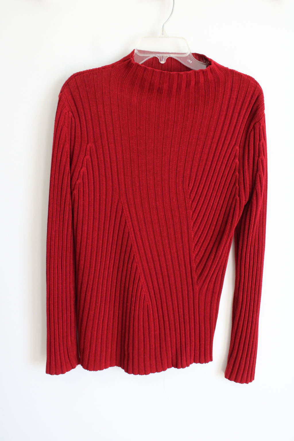 Express World Brand Vintage Red Ribbed Knit Mock Neck Sweater | XL