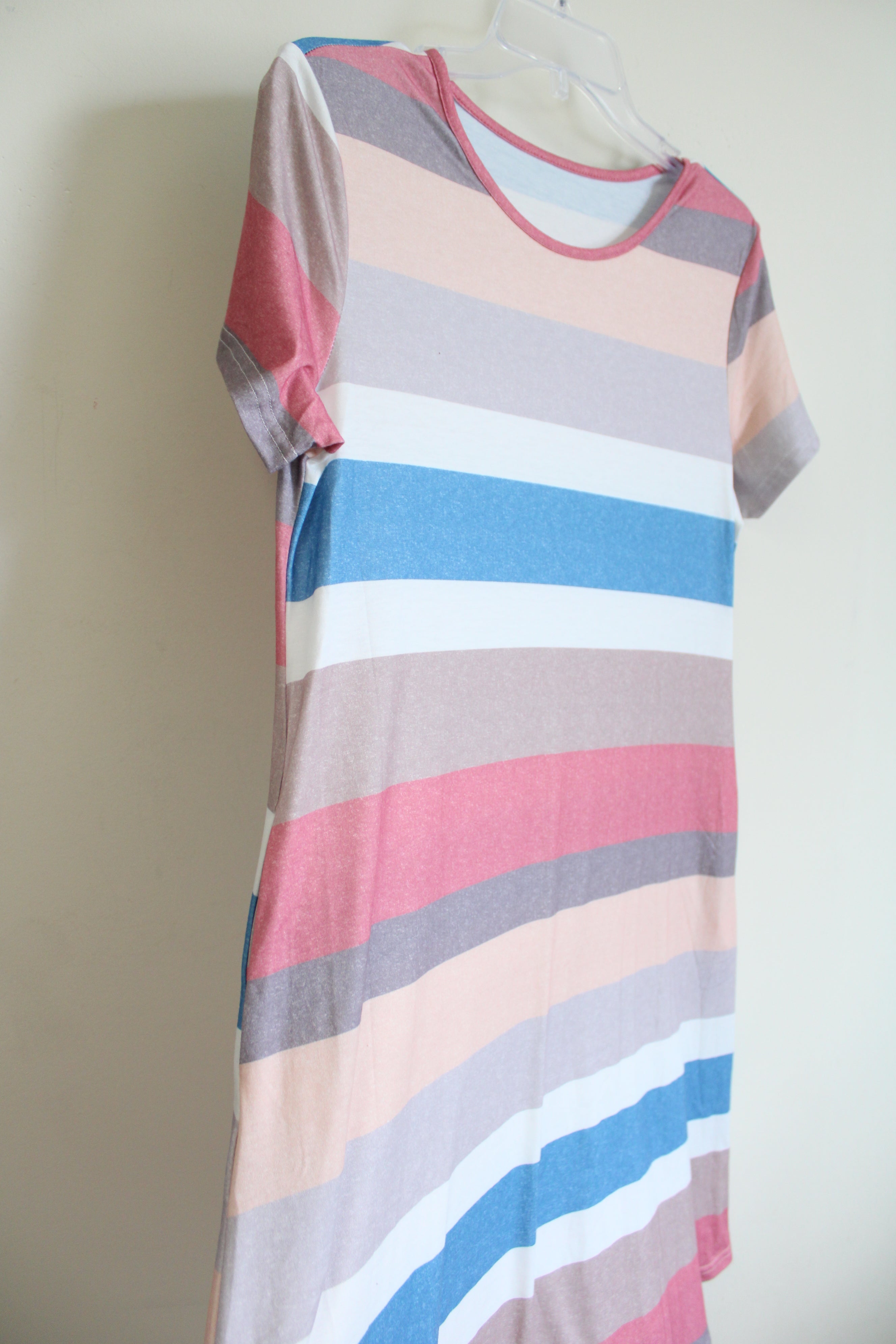 Pink Striped T-Shirt Dress | S