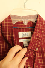 Croft and Barrow Cotton Maroon and Tan Plaid Button down Shirt | L
