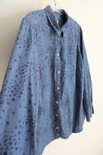 Croft & Barrow Blue Chambray Floral Button Down Top | XL