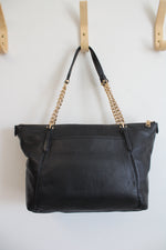 Coach Black Leather Ava Gold Chain Tote Bag