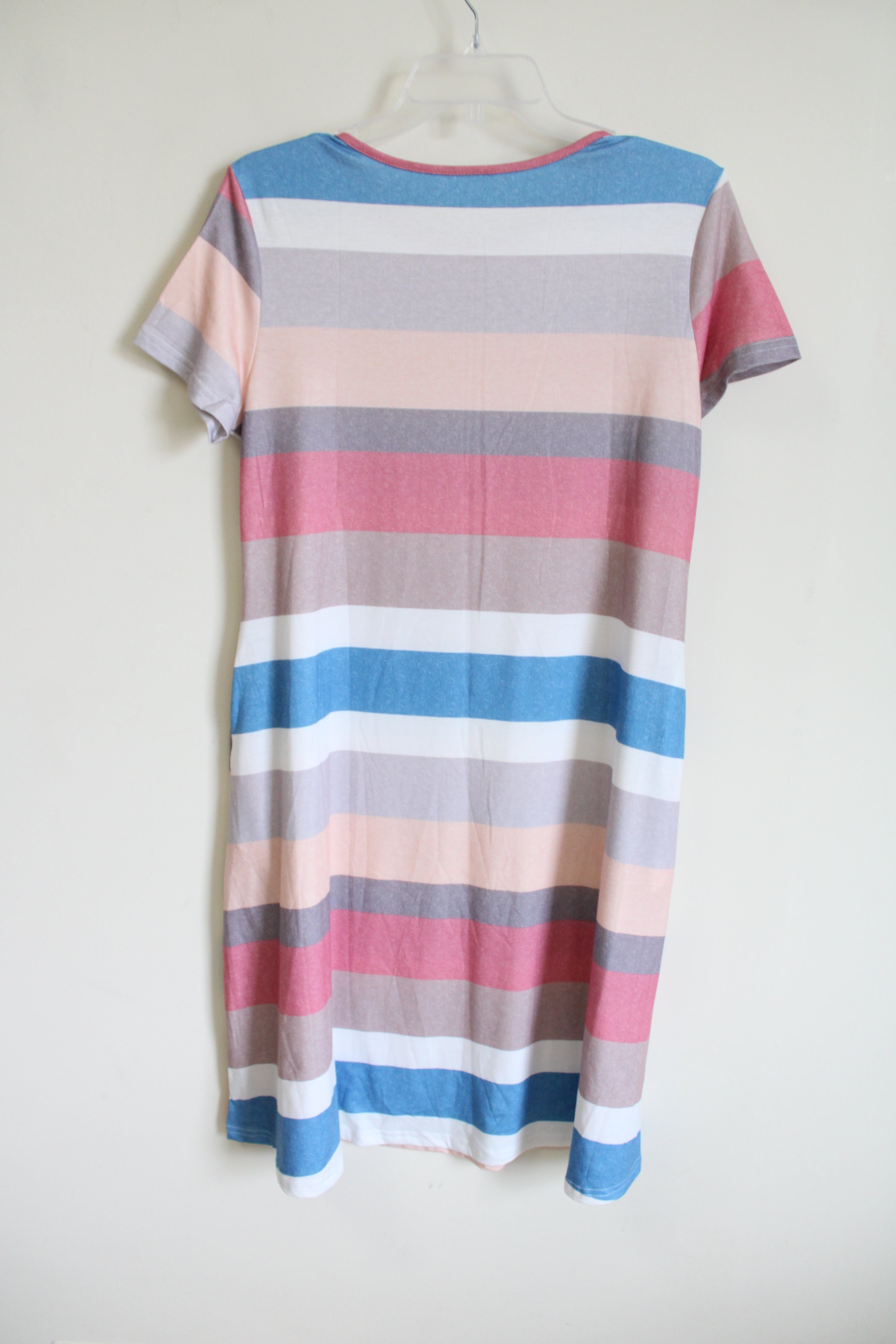 Pink Striped T-Shirt Dress | S