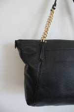 Coach Black Leather Ava Gold Chain Tote Bag