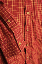 Croft and Barrow Cotton Maroon and Tan Plaid Button down Shirt | L