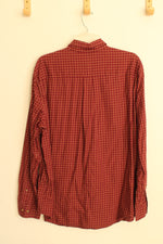 Croft and Barrow Cotton Maroon and Tan Plaid Button down Shirt | L