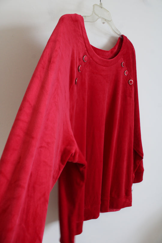 NEW Emily Daniels Red Velour Long Sleeved Top | 3X