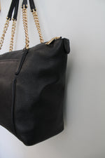 Coach Black Leather Ava Gold Chain Tote Bag