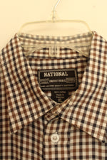 National Outfitters Cotton White Brown and Gray Plaid Button Down Flannel | XL