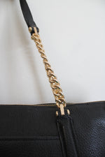 Coach Black Leather Ava Gold Chain Tote Bag