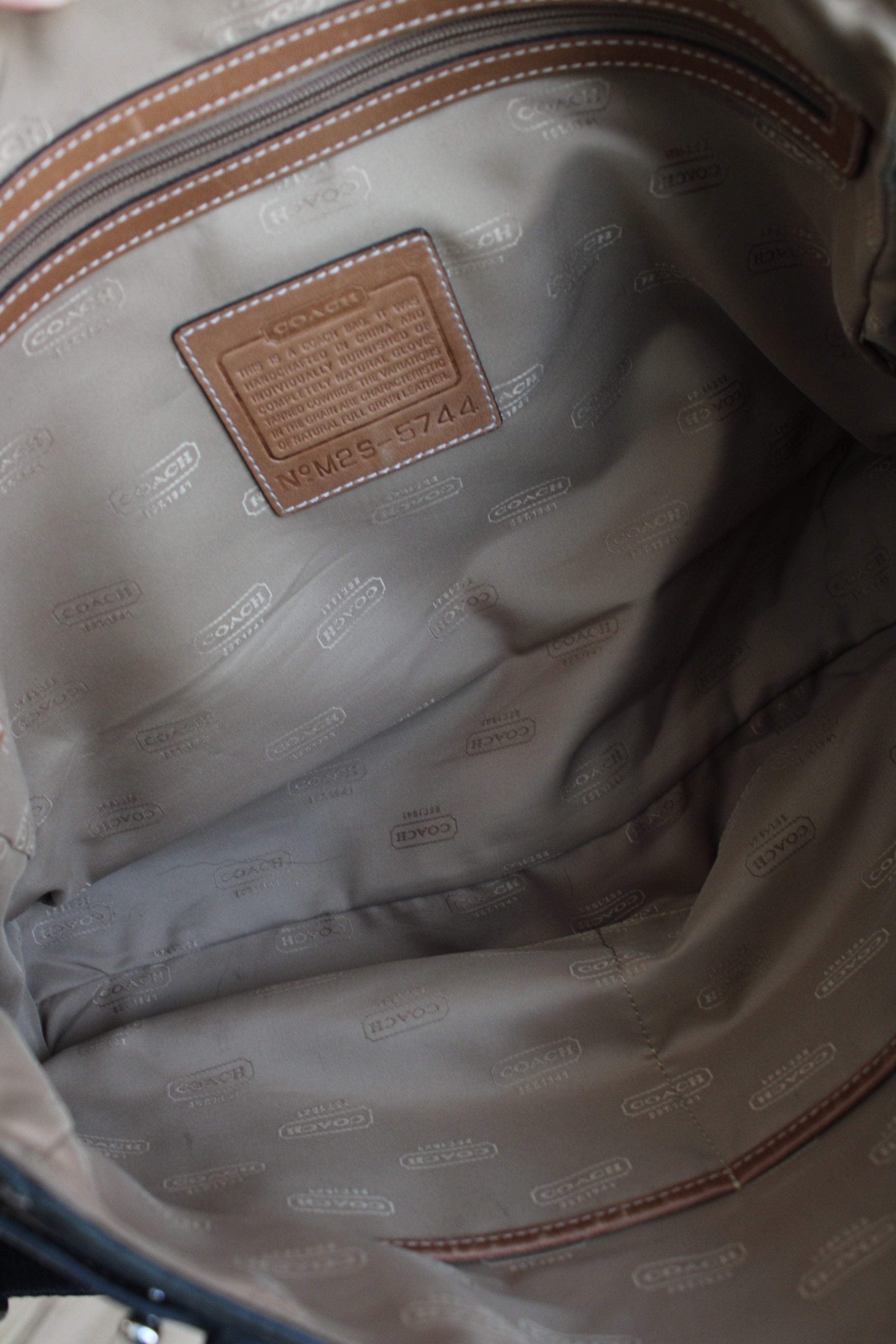 Coach Vintage Black Brown Trim Leather Messenger Bag