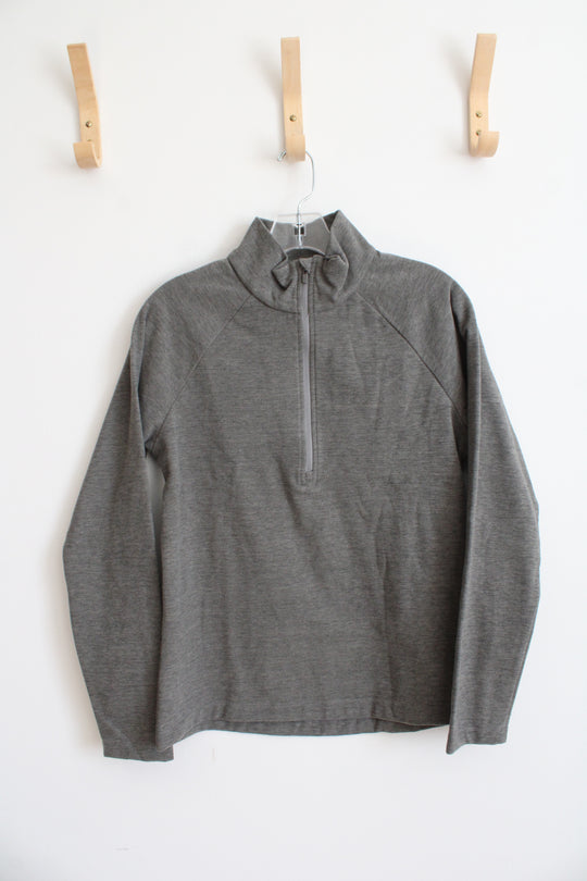 Eddie Bauer Green Soft Fleece Heathered 1/4 Zip Sweatshirt | M