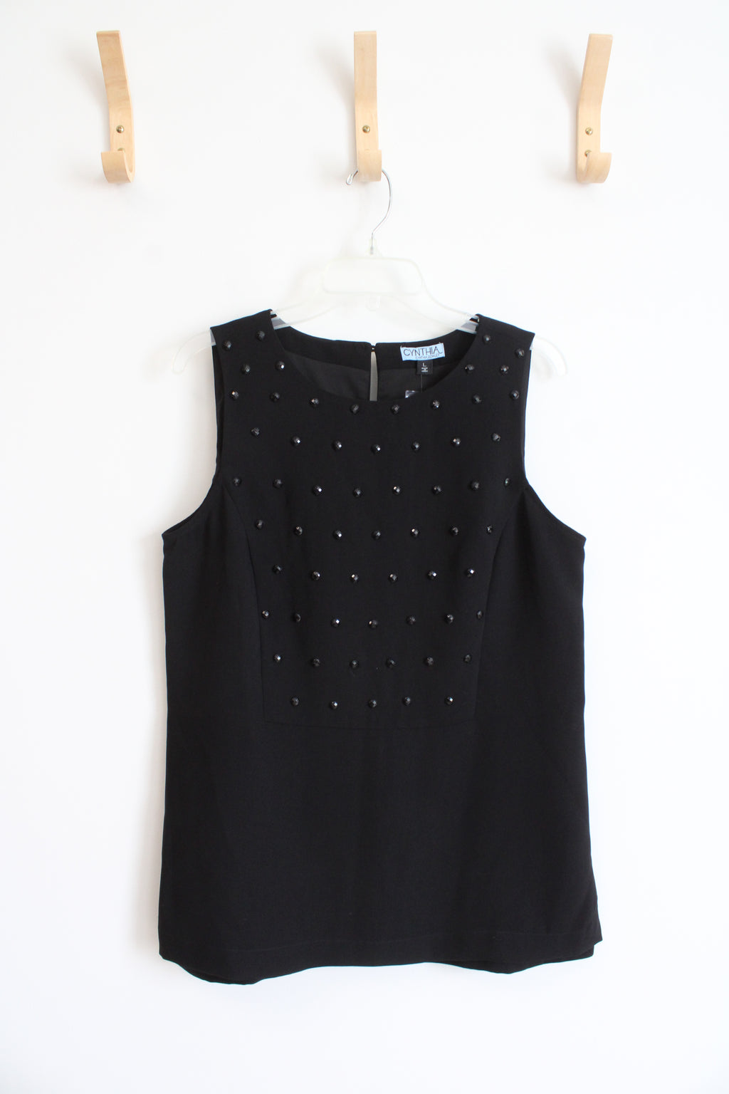 NEW Cynthia Rowley Embellished Black Sleeveless Top | L