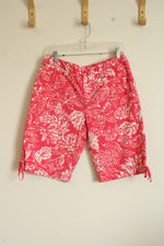 Caribbean Joe Pink and White Tropical Floral Print Bermuda Shorts | 8