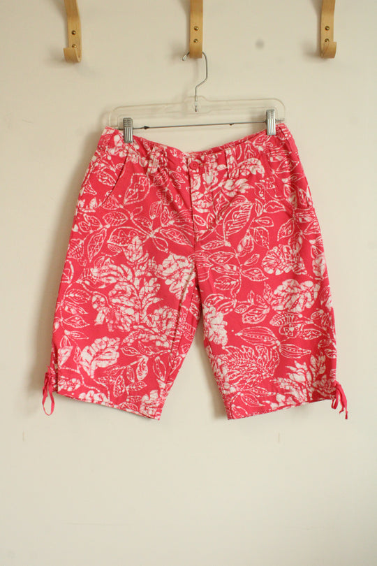 Caribbean Joe Pink and White Tropical Floral Print Bermuda Shorts | 8
