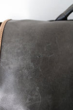 Coach Vintage Black Brown Trim Leather Messenger Bag