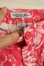 Caribbean Joe Pink and White Tropical Floral Print Bermuda Shorts | 8
