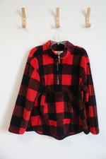 Mountain Ridge Red & Black Buffalo Plaid Fuzzy 1/4 Zip Sweatshirt | 1X