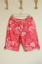 Caribbean Joe Pink and White Tropical Floral Print Bermuda Shorts | 8