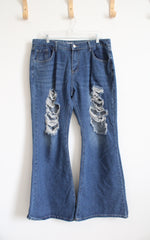 Miss Look Distressed Flare Leg Jeans | XL