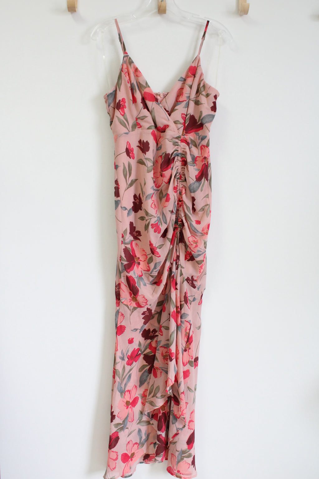 Fashion Nova Pink Floral Midi Dress | M