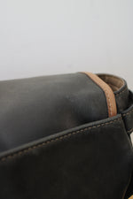 Coach Vintage Black Brown Trim Leather Messenger Bag