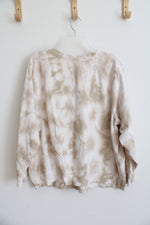 Old Navy Tan & White Tie-Dyed Crewneck Sweatshirt | 2X