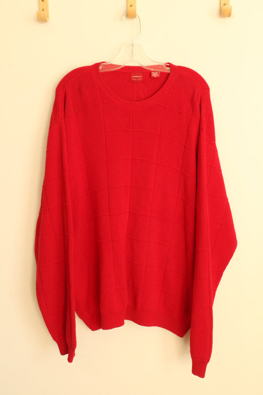 Arrow Red Block Heavy Cotton Knit Sweater | XL