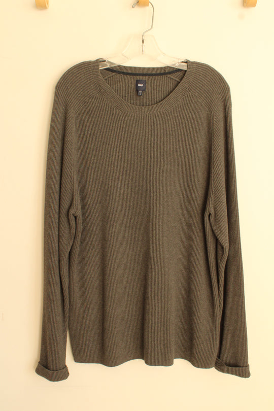 Gap Gray Cotton Crewneck Ribbed LS Sweater | XL