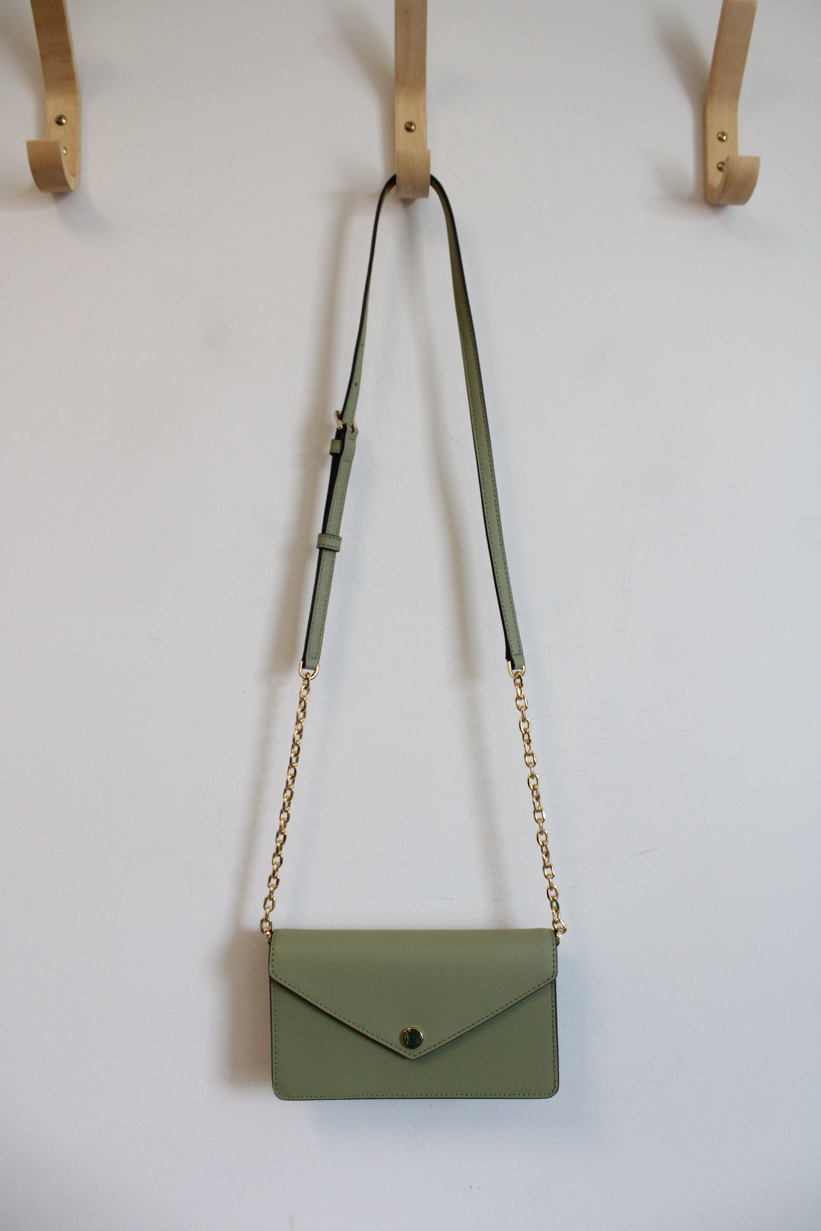 Michael Kors Jet Set Travel Green Gold Chain Crossbody Bag