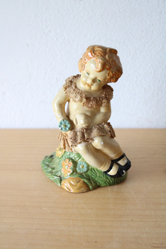 1951 Painted Porcelain Child Antique Figurine