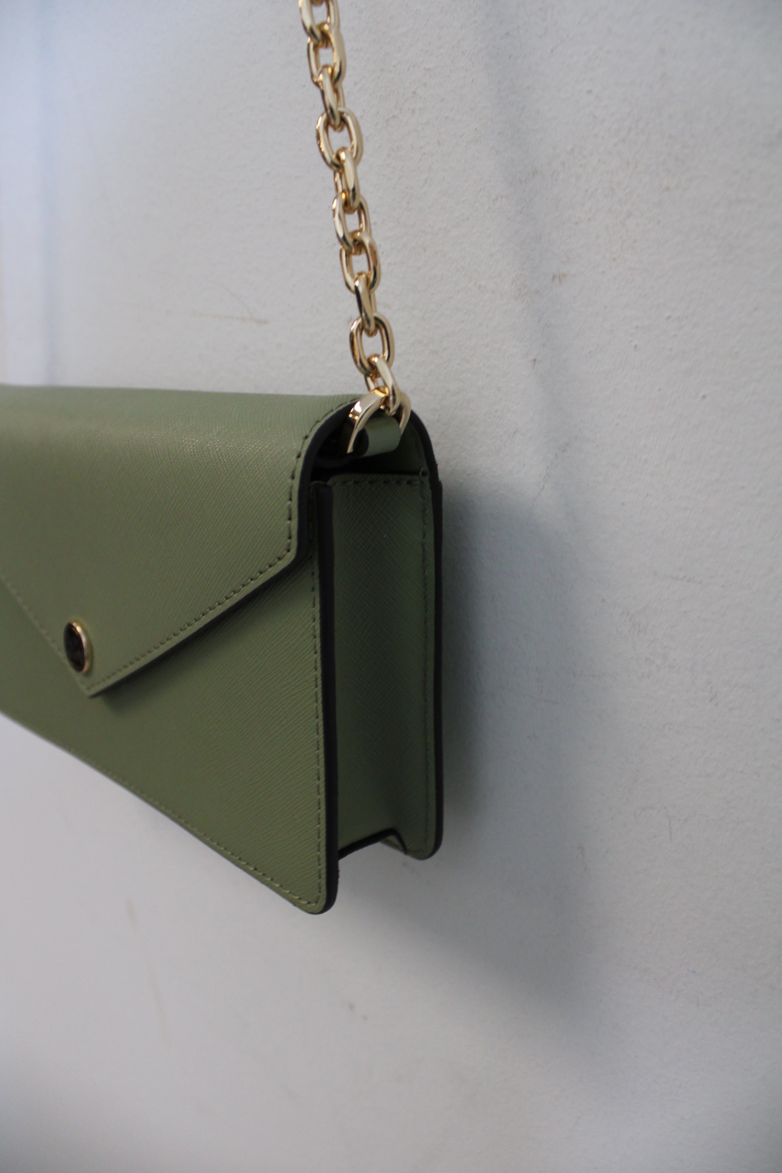 Michael Kors Jet Set Travel Green Gold Chain Crossbody Bag