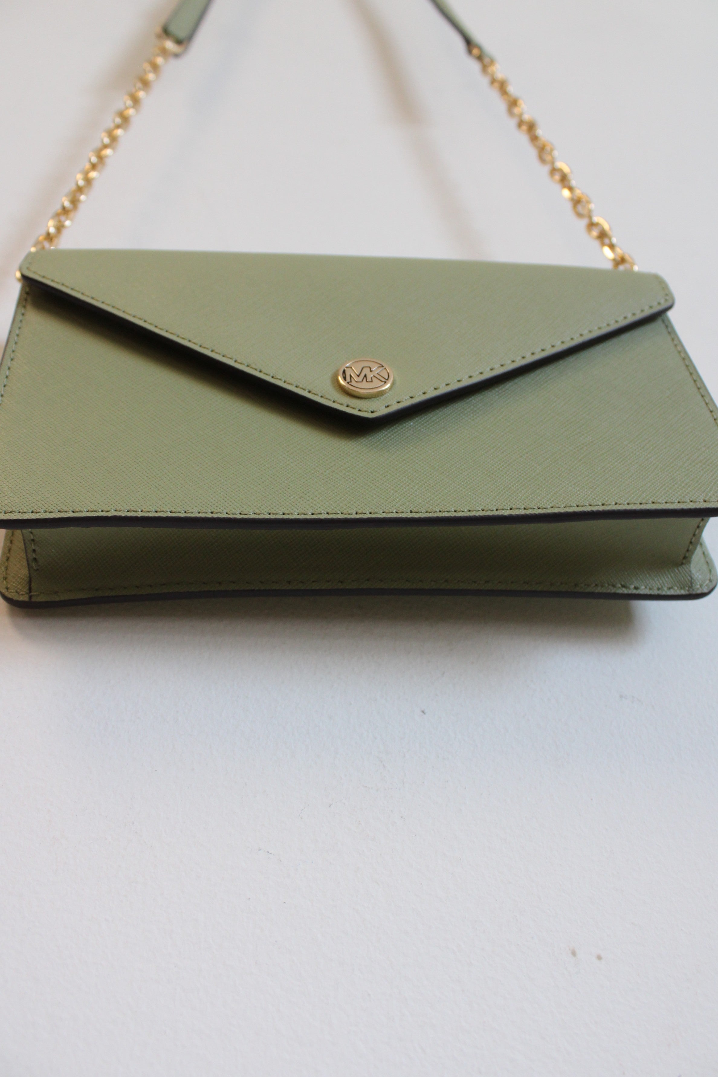 Michael Kors Jet Set Travel Green Gold Chain Crossbody Bag