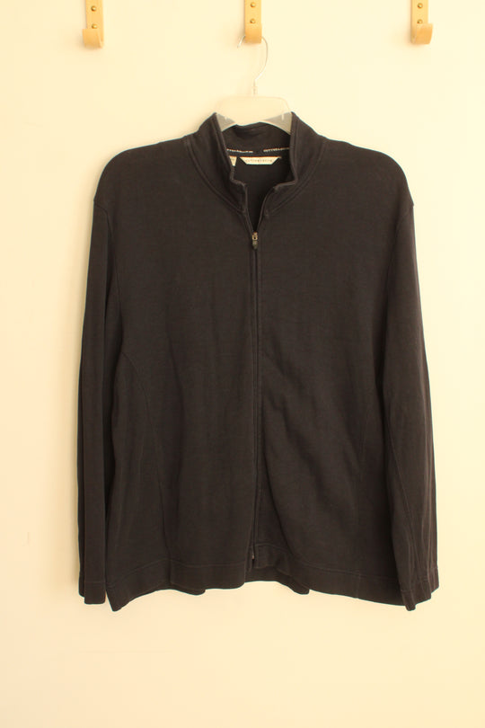 Cutter & Buck Pima Cotton Navy Blue Ribbed Zipper Light Jacket | 3XL