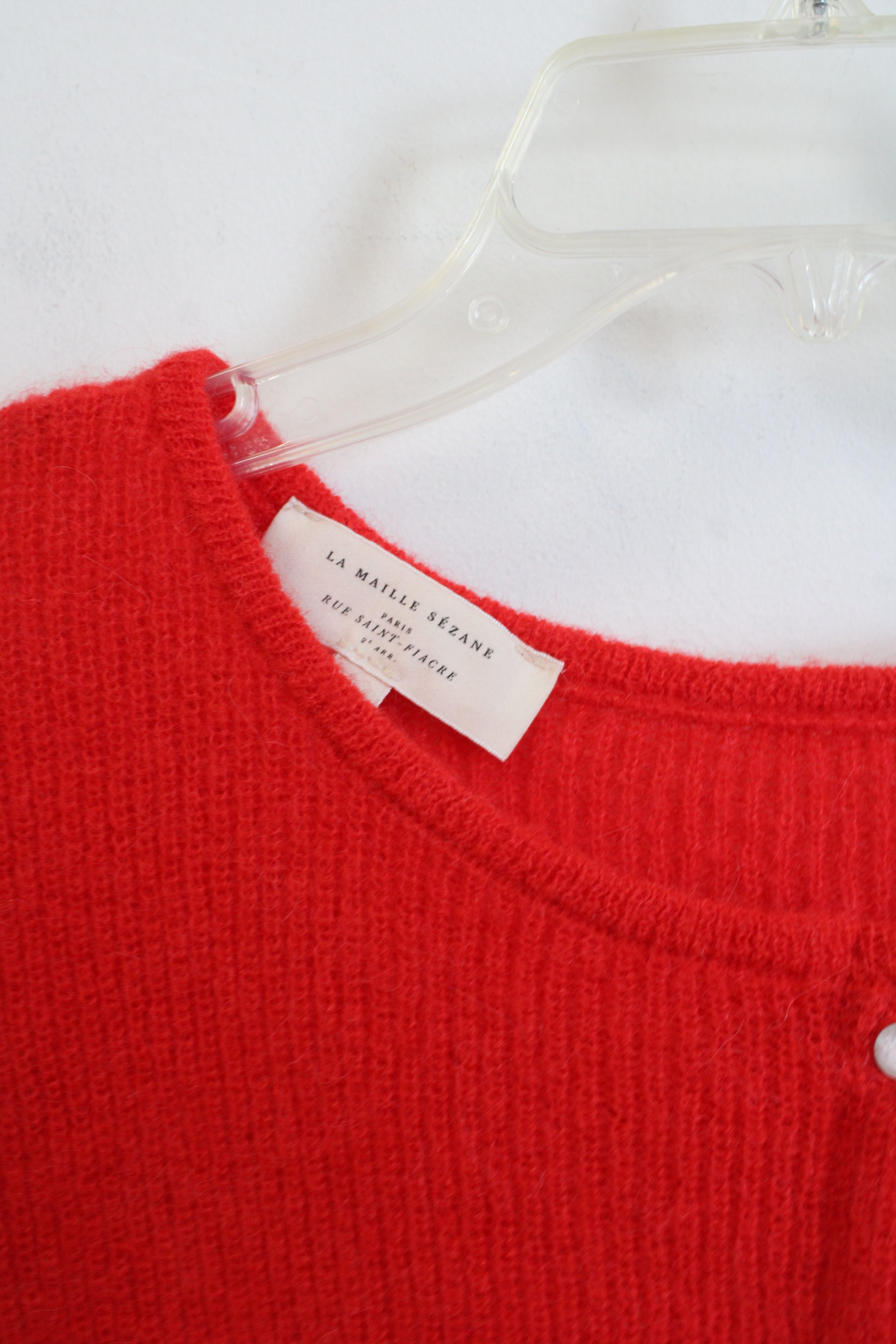 Sezane La Maille Gaspard Red Mohair Cardigan | S