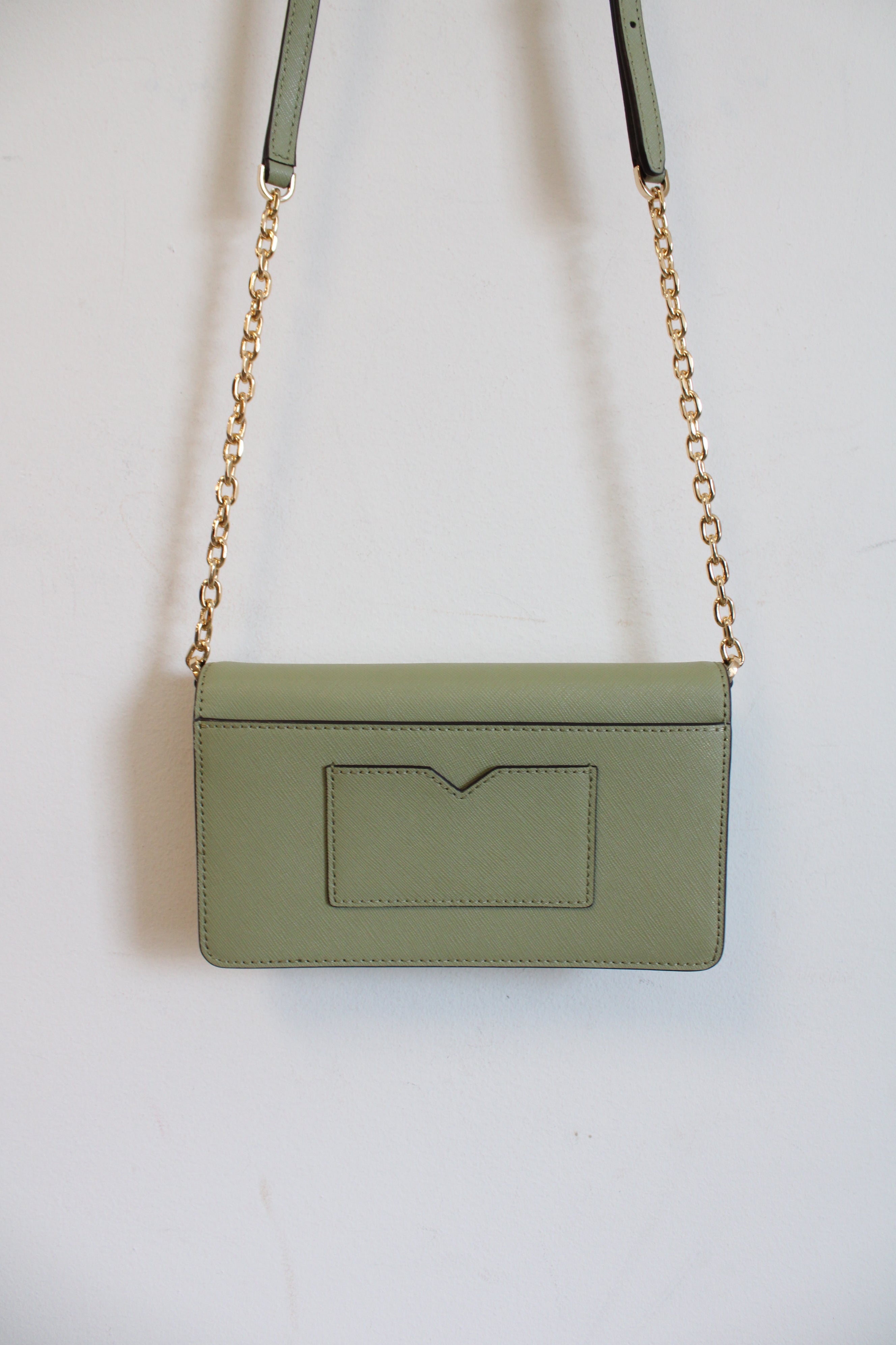Michael Kors Jet Set Travel Green Gold Chain Crossbody Bag