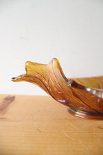 Vintage Fenton Iridescent Marigold Oval Leaf Dish