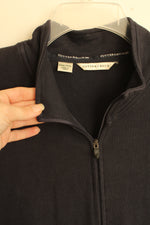 Cutter & Buck Pima Cotton Navy Blue Ribbed Zipper Light Jacket | 3XL