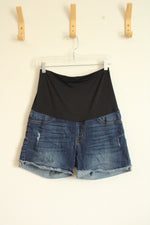 Just Black Maternity Medium wash Distressed Denim Shorts | 10