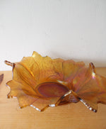 Vintage Fenton Iridescent Marigold Oval Leaf Dish