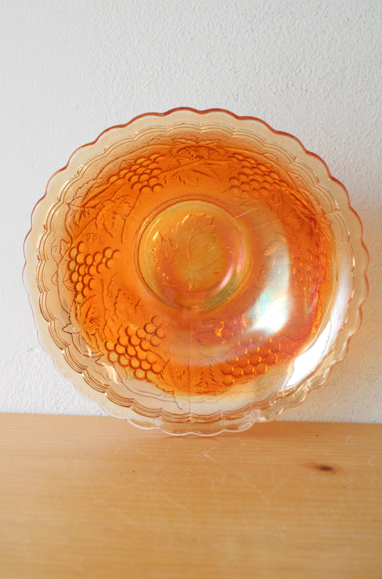Imperial Glass Iridescent Orange Scalloped Bowl