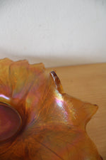 Vintage Fenton Iridescent Marigold Oval Leaf Dish