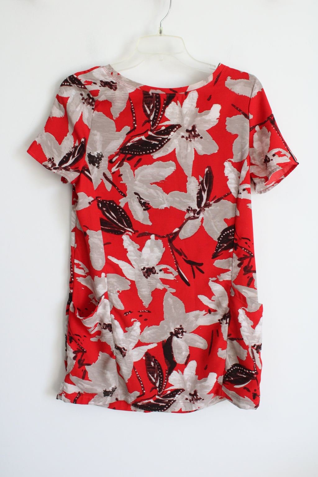 Abercrombie & Fitch Red Tan Floral Mini Pocket Dress | S