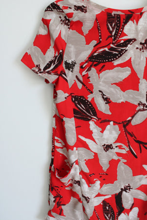 Abercrombie & Fitch Red Tan Floral Mini Pocket Dress | S
