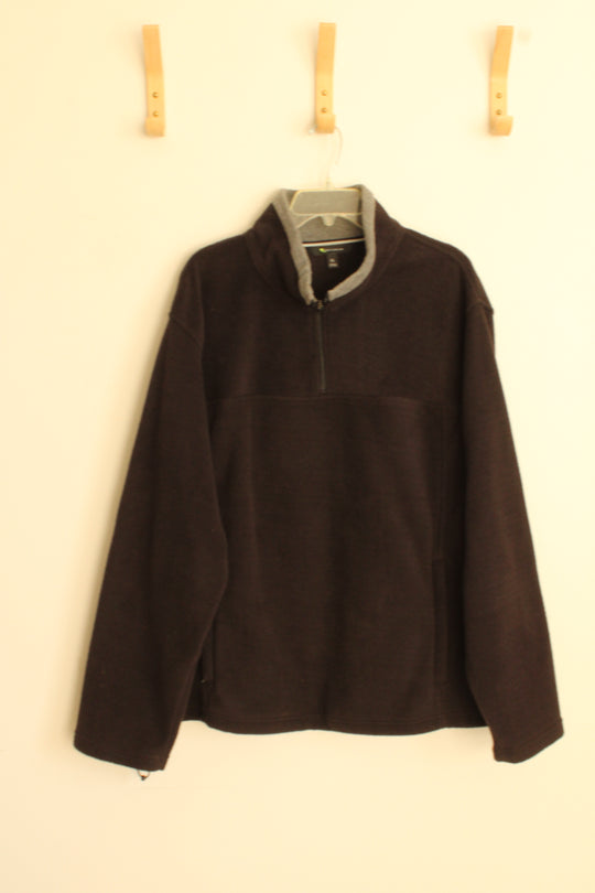Tek Gear Black and Gray Quarter Zip Fleece Pullover with Pockets | XL