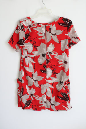 Abercrombie & Fitch Red Tan Floral Mini Pocket Dress | S